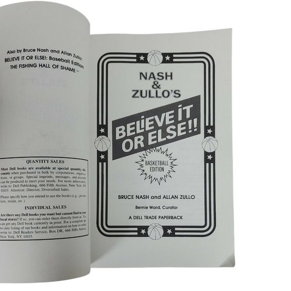 Basketball Edition BELIEVE IT OR ELSE, 1992 BOOK, by Nash & Zullo - Picture 5 of 6